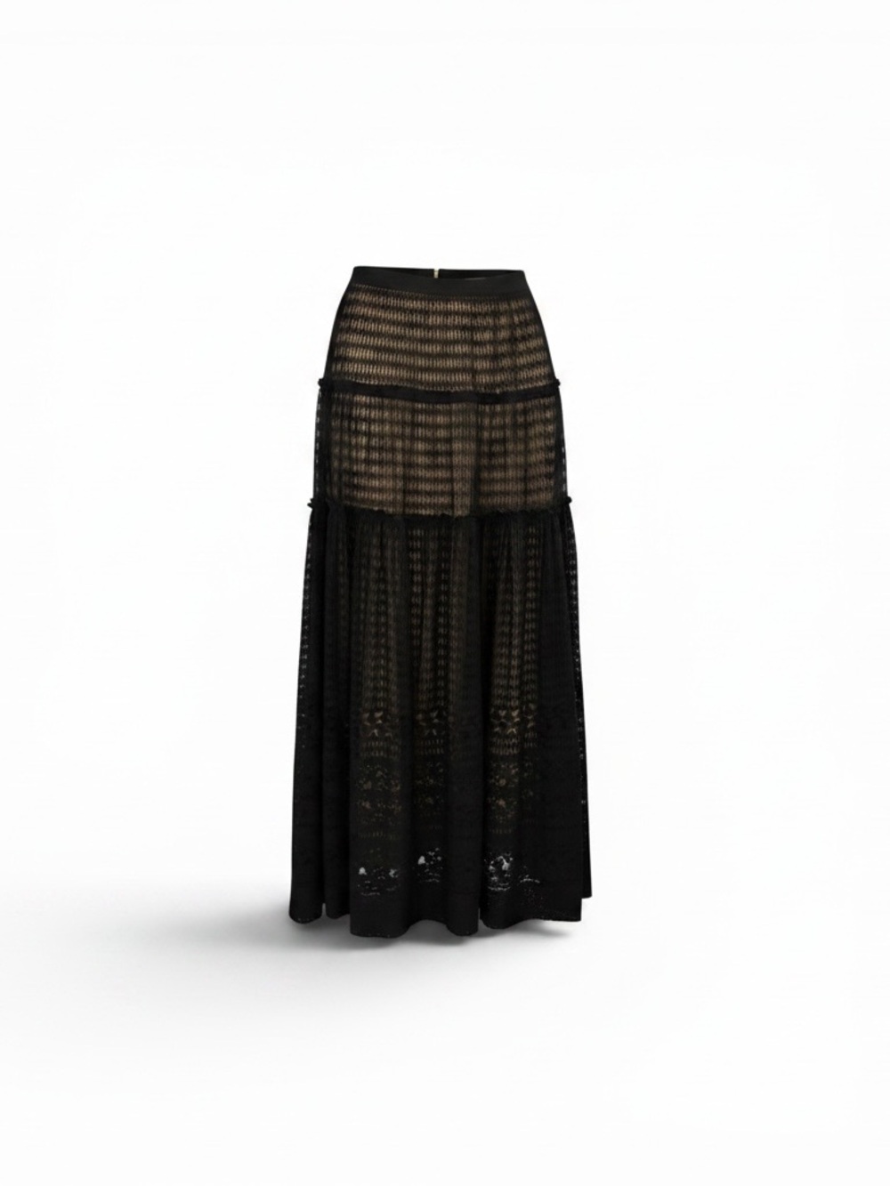 Black Sheer Lace Maxi Skirt